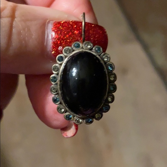 COPY - Black and soft blue stone Myka earrings ! - Picture 2 of 2